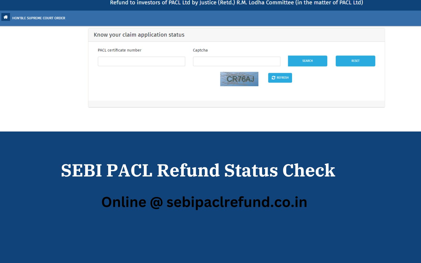 SEBI PACL Refund Status Check